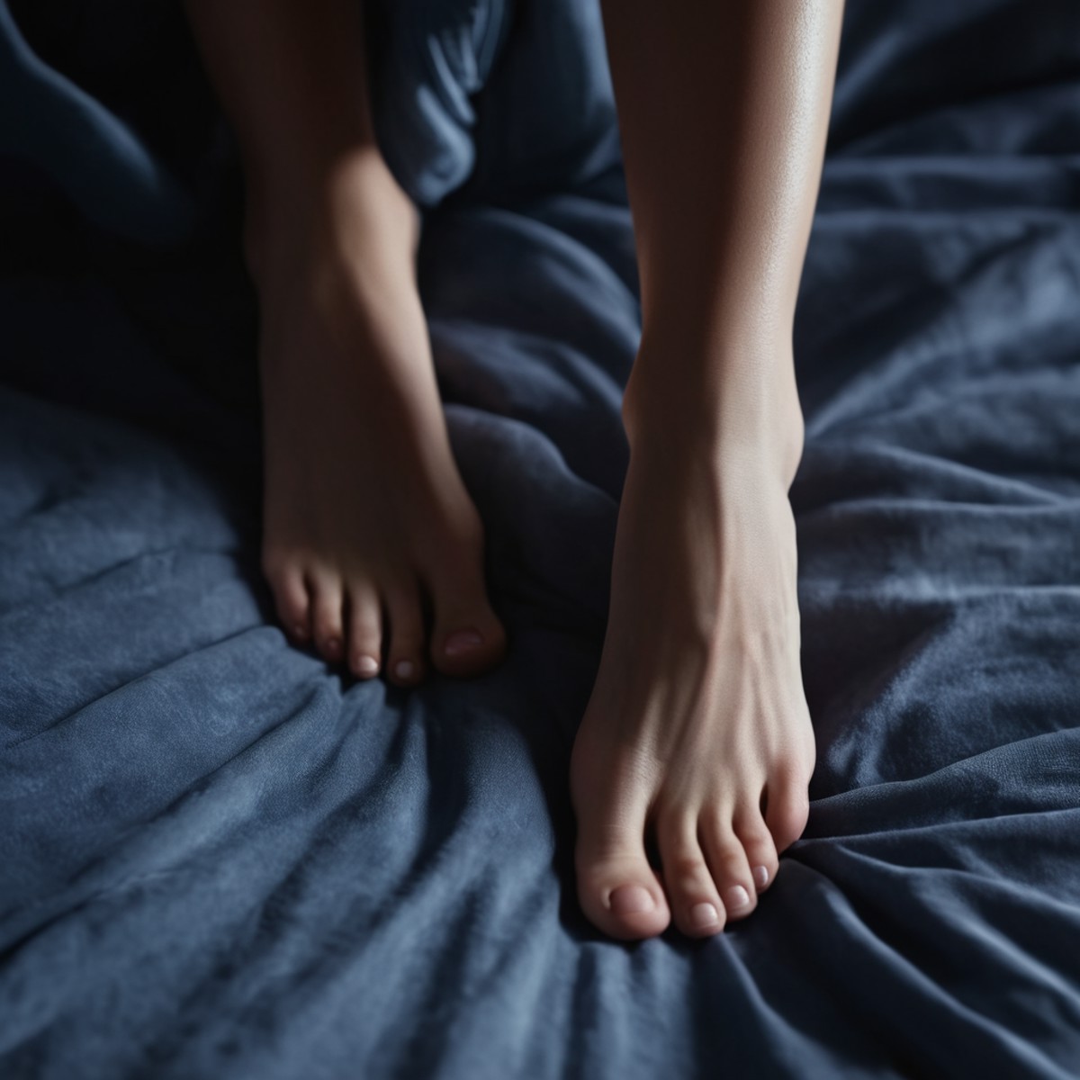 cinematic film still of  <lora:feet v3:0.6>
 <lora:feet v2:0.6>
A perfect detailed photo of a woman laying on a bed with h...